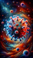 Virus Cells in Artistic Representation