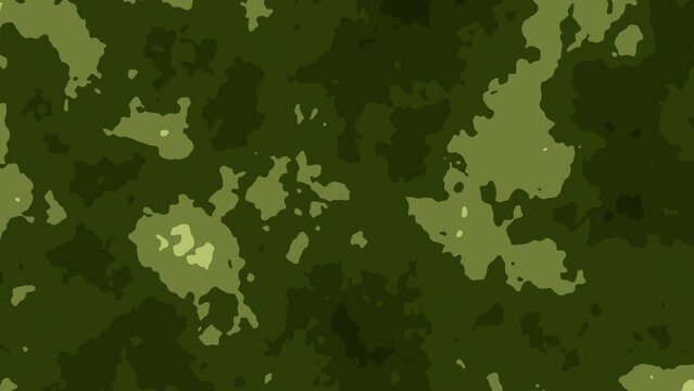 Camouflage texture or military pattern. Army animation imitating forest, khaki, green. background  Seamless loop.