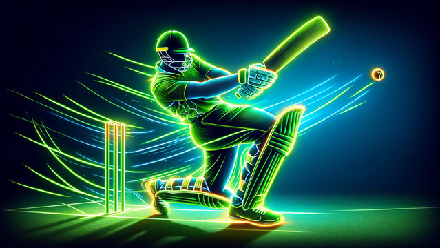 High-Energy Cricket Match Moment Colorful Illustration