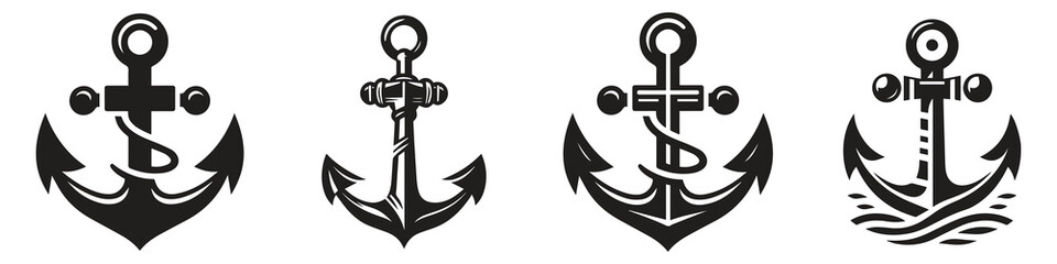 Anchor icon. Anchor Flat icon symbol Vector. Anchor icon set. Anchor symbol set. Anchor marine icon. simple illustration graphic doodle black design - obrazy, fototapety, plakaty