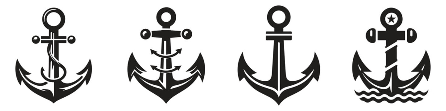 Anchor icon. Anchor Flat icon symbol Vector. Anchor icon set. Anchor symbol set. Anchor marine icon. simple illustration graphic doodle black design