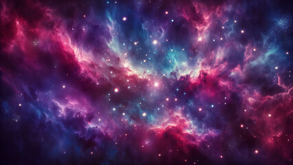 Vibrant Interstellar Nebula Texture with Glittering Stars - obrazy, fototapety, plakaty