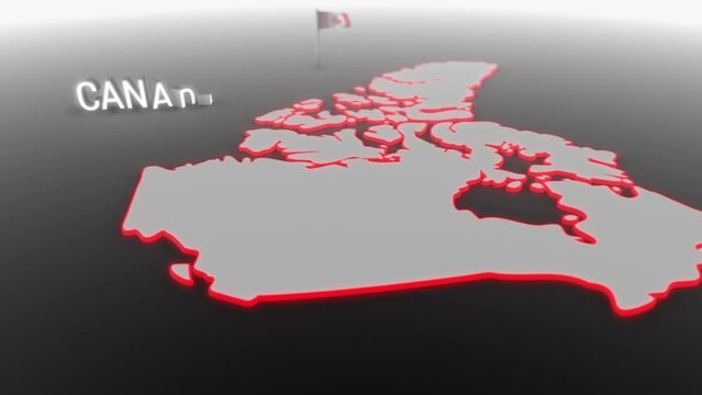 3d animated map of Canada gets hit and fractured by the text “Climate Crisis”