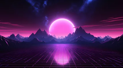 Cercles muraux Tailler Synthwave 3d retro cyberpunk style