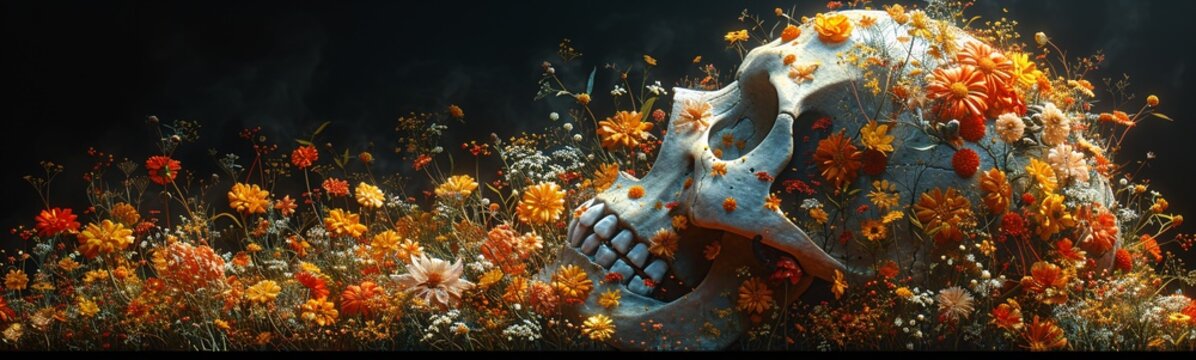 Skeleton in a Flower Garden A Grim Reminder of the Inevitable Generative AI