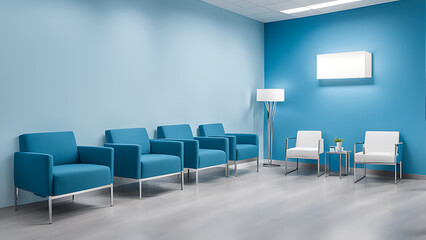 Fototapeta na wymiar waiting area, made in modern blue tones