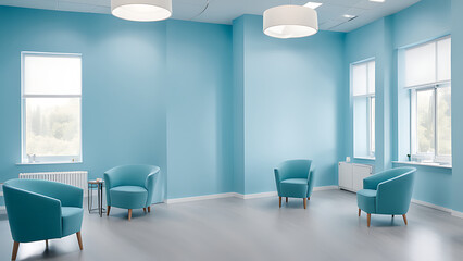  waiting area, made in modern blue tones