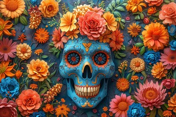 Flower Power Skull A Monthly Celebration of Life and Art Generative AI