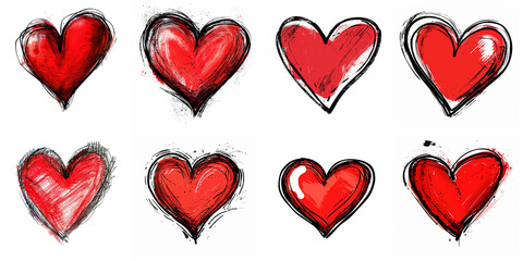 collection of simple red heart clipart, generative AI