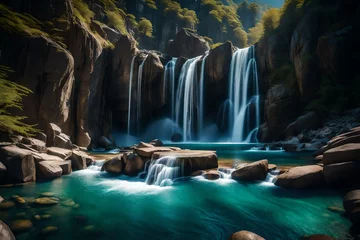 Foto op Aluminium waterfall in yosemite generated by AI technology © abdur