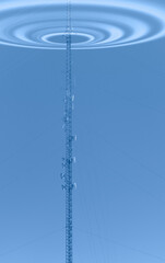 Antenna tower of telecommunication and Phone base station with TV and wireless internet antennas 