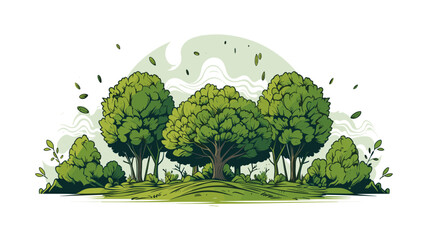 Abstract save the forests with tree and leaves  representing conservation of woodland. simple Vector art