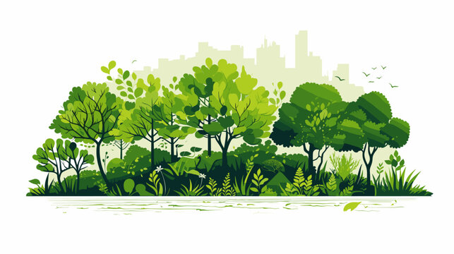 Abstract save the forests with tree and leaves  representing conservation of woodland. simple Vector art