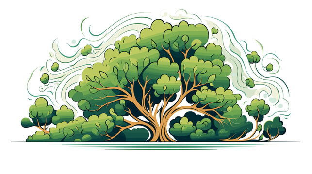 Abstract save the forests with tree and leaves  representing conservation of woodland. simple Vector art