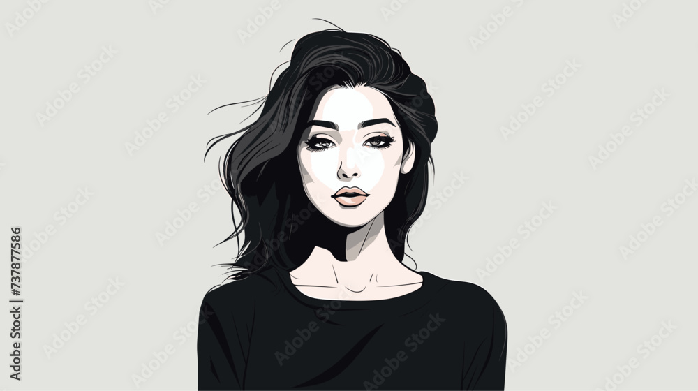 Wall mural girl portrait simple vector art