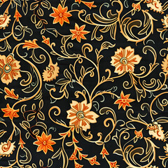 Fototapeta na wymiar traditional batik floral motif texture