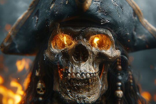 Glowing Pirate Skull A Halloween Treat Generative AI