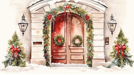 Fototapeta na wymiar watercolor illustration christmas