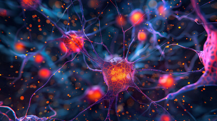 Abstract background with neuron cells, nervous system, microbiology concept