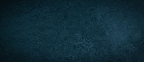 Dark blue stone concrete texture background panorama banner long, with space for text
