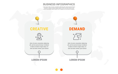 Infographic vector futuristic template with two steps and options square shape. Modern infographics business concept for diagrams, flow charts, websites, banners, presentations.