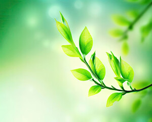 Fototapeta na wymiar Spring background with fresh green leaves