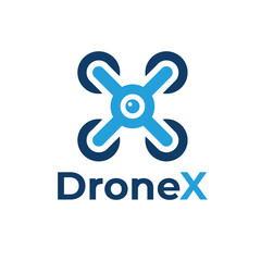X drone flat design logo template vector illustration