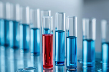 Standout Sample: One Red Among Blue Test Tubes