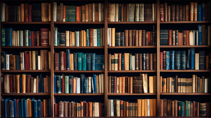 Books in a bookshelf