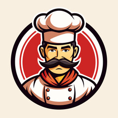 Mustache Chef for Kitchen Bar Restaurant Food Delicious Dish Menu logo design inspiration silhouette logo