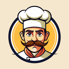 Mustache Chef for Kitchen Bar Restaurant Food Delicious Dish Menu logo design inspiration silhouette logo