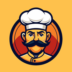 Mustache Chef for Kitchen Bar Restaurant Food Delicious Dish Menu logo design inspiration silhouette logo