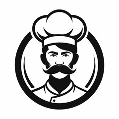 Mustache Chef for Kitchen Bar Restaurant Food Delicious Dish Menu logo design inspiration silhouette logo