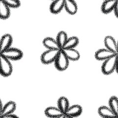 set of elements black and white  with flowers cute style 
