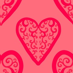 pink love hearts seamless abstract pattern background fabric fashion design print wrapping paper digital illustration art texture textile wallpaper colorful image apparel repeat graphic elements