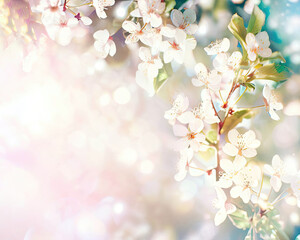 Blossoming flowers on a tree and lots of light