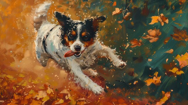 Playful animals in a garden oil painting