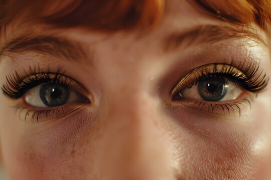 A woman with stunningly long false eyelashes enhances her captivating beauty. Concept False Eyelash Extensions, Dramatic Lashes, Enhancing Beauty, Stunning Long Lashes, Captivating Eyes