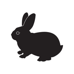 Easter bunny, rabbit silhouette. Black easter rabbit. Hare vector, silhouette.  Easter bunny, Easter rabbit vector illustration.  Easter day element bunny, rabbit. Rabbit isolated on white background