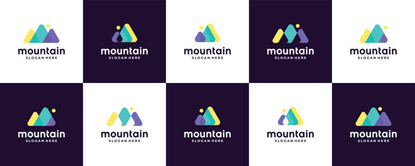 Set of abstract mountain logo design vector template