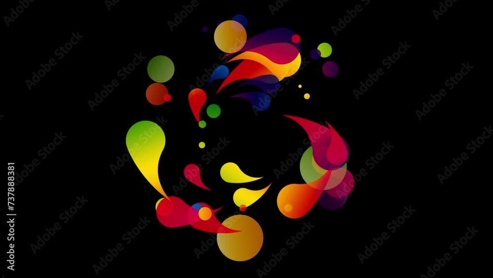 Wall mural animated color splash and bubbles in abstract shape