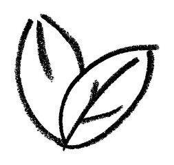 Ecology Leaf Icon - Crayon Chalk Drawing