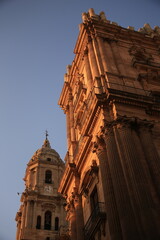 Fototapeta na wymiar church of Malaga, Spain with sunset light