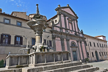 Fototapeta na wymiar Viterbo, Piazza Fontana Grande, Chiesa dei Santi Giuseppe e Teresa - Tuscia, Lazio