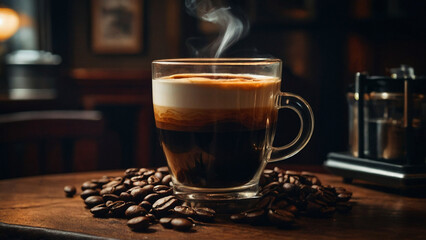 Fototapeta premium cup of coffee with beans