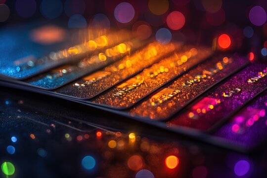 A credit cards image showcasing a close-up perspective fantasy glitter.