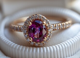 Purple Passion A Ring with a Purple Gemstone and Diamonds Generative AI