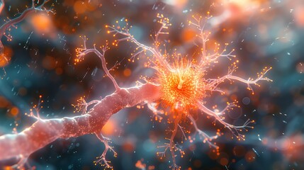 Fototapeta premium a computer generated image of a nerve cell in the brain