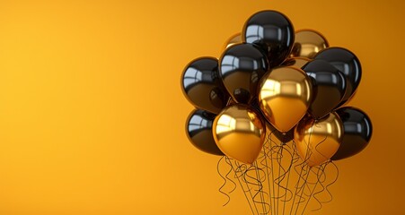 Golden Balloons with Black Ribbons A Celebration of the Month of Love Generative AI