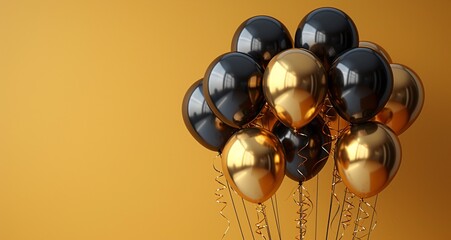 Golden Balloons with Black Ribbons A Celebration of the Month of Love Generative AI